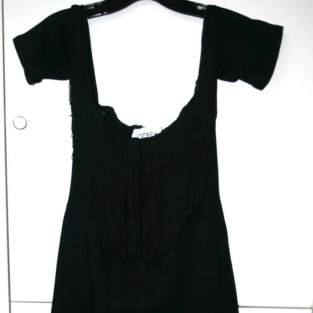 OZBEK Black Fringe Cocktail/Party Dress Made in Italy Size 6 Vintage Worn Once - Picture 5 of 12